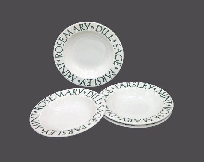 Four Pier 1 herb wording individual rimmed pasta bowls made in Italy by Tre Ci.