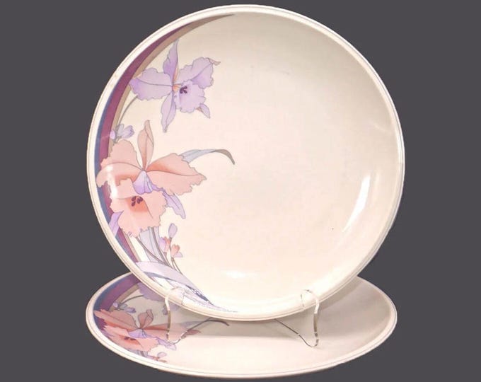 Pair of Noritake California Dreaming large stoneware dinner plates. Keltcraft Stoneware made in Ireland. Utensil marks (see below).