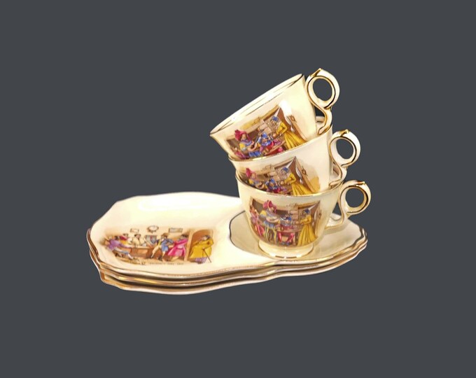 Three Royal Winton Grimwades Regency Inn 1815 | A589 snack sets | tennis sets | toast plates and cups made in England.