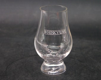 Whisky Live Canada event first-issue promotional glass made by Glencairn Glass in Scotland. Etched-glass branding.