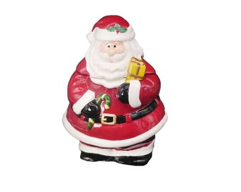 Santa Claus ceramic Christmas cookie jar. Flaw (see below).