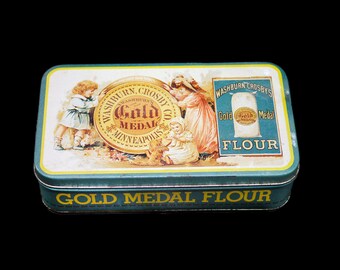 Washburn Crosby's Gold Medal Flour oblong reproduction tin made by The Tin Box Company. Old Zellers stock.