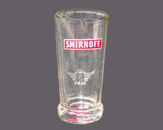 Smirnoff Vodka etched, embossed shot glass | shooter. Commercial-quality glassware.