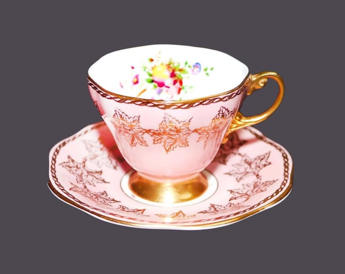Foley 3779 bone china cup and saucer set made in England. Fruit and flowers.