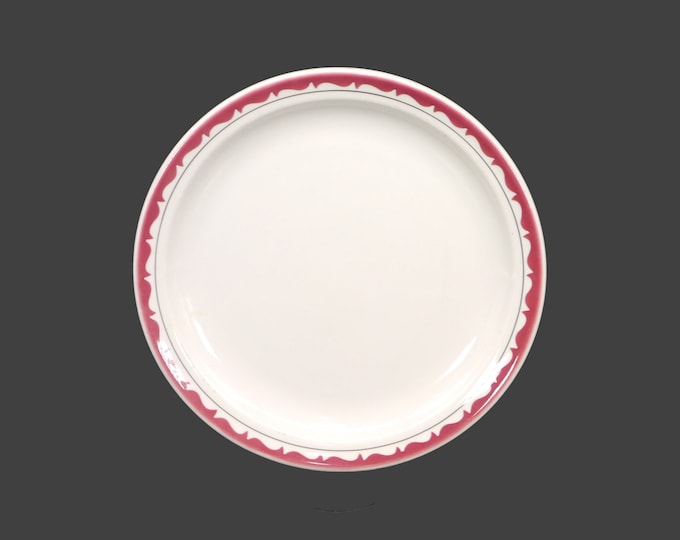 Grindley Bordeaux red wave luncheon plate. Duraline hotelware restaurantware made in England. Sold individually.