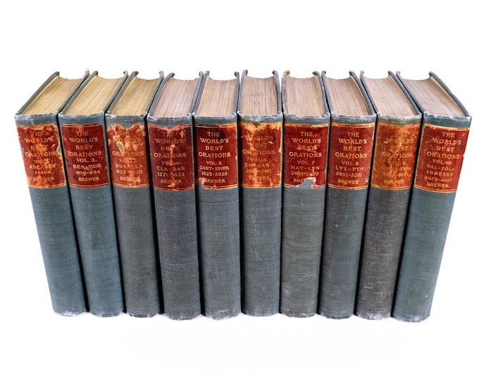 Ten volumes of antiquarian books. World's Best Orations: Earliest Period to Present. Ferd Kaiser. Complete set.