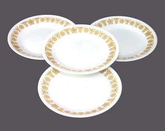 Vintage Corelle Corningware Butterfly Gold bread plates made in USA. 4 plates.