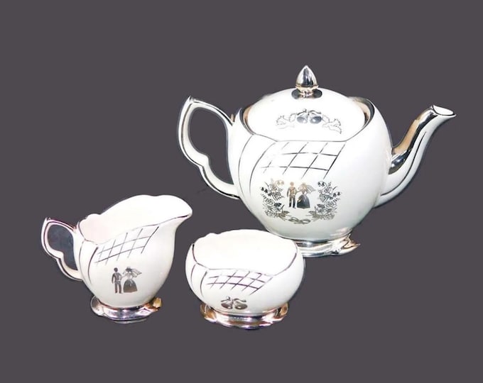 Vintage Royal Winton Our Wedding Teapot, creamer, sugar bowl set. England.