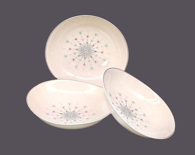 Atomic Age Johnson Brothers Kaleidoscope oval cereal bowls. Set of 3.