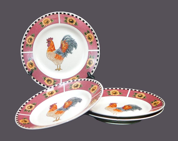 Four Gibson Brewster large salad plates. Central rooster.