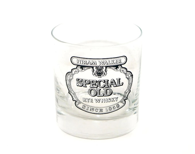 Wiser's | Hiram Walker Special Old Canadian Whisky lo-ball | on-the-rocks glass. Etched-glass branding, weighted base.