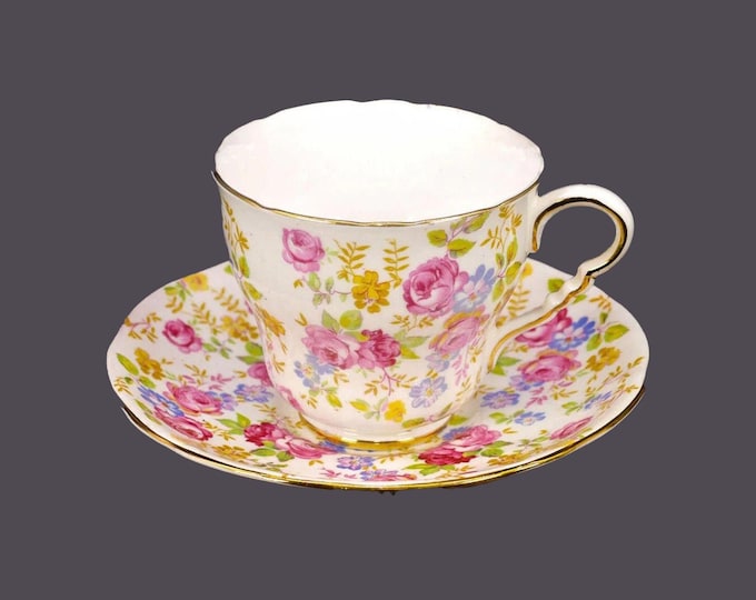 Royal Stafford June Roses floral chintz cup and saucer set. Bone china made in England.