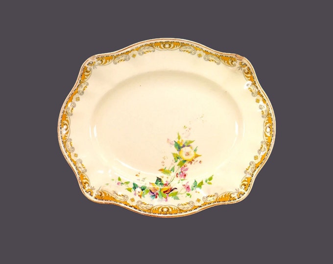 Antique Johnson Brothers Brittany oval platter. Victorian ironstone made in England. Flaws (see below).