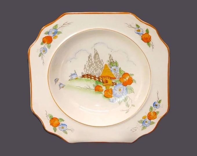 Crown Devon Fielding 2145 squared rimmed fruit nappie, dessert bowl made in England.