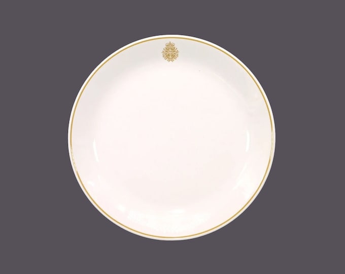 Syracuse China Co Royal Canadian Naval Air Service dinner plate. Eagle, crown, crossed swords logo. Made in Canada.