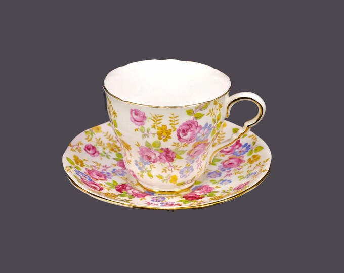 Royal Stafford June Roses floral chintz cup and saucer set. Bone china made in England.