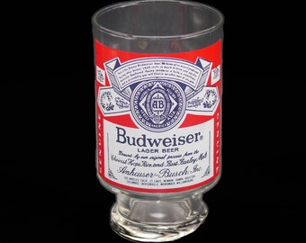 Budweiser | Anheuser Busch stemmed beer pint glass. Etched-glass branding.