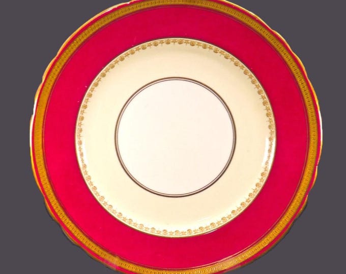 Aynsley Durham Maroon 7171 bone china dinner plate made in England.