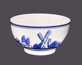 Vintage Delft Blauw small serving bowl. Hand-painted windmill scene. Made in Holland.