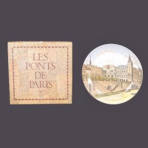 Porcelaine de Paris Ponts de Paris | Bridges of Paris Quai aux Fleurs display plate with original box made in France.