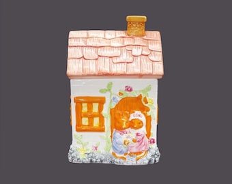 Vintage Mouse couple canister. Mice bride & groom, country cottage. Flaws.