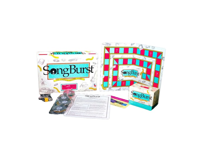 Song Burst Music of the 50s and 60s music trivia board game published by Hersch & Co. Complete.