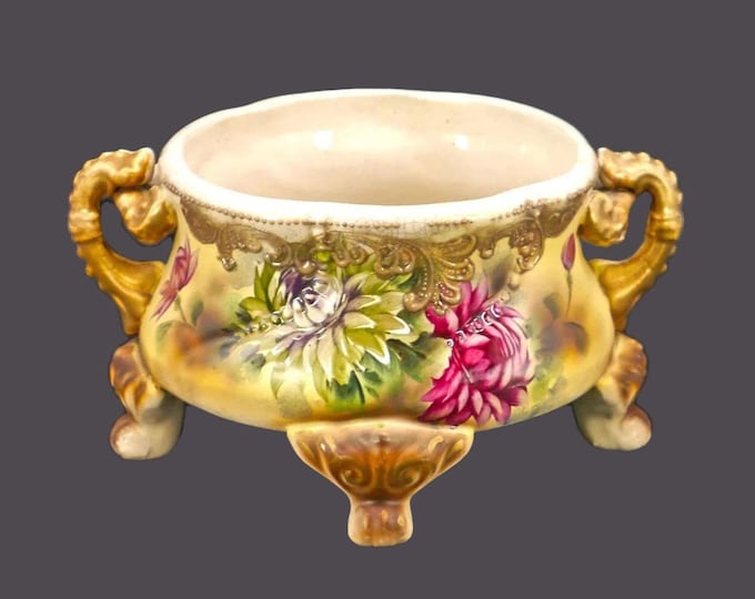Antique porcelain jardinere | planter pot. Embossed gold, moriage details. Attributed 19th Century Limoges France.