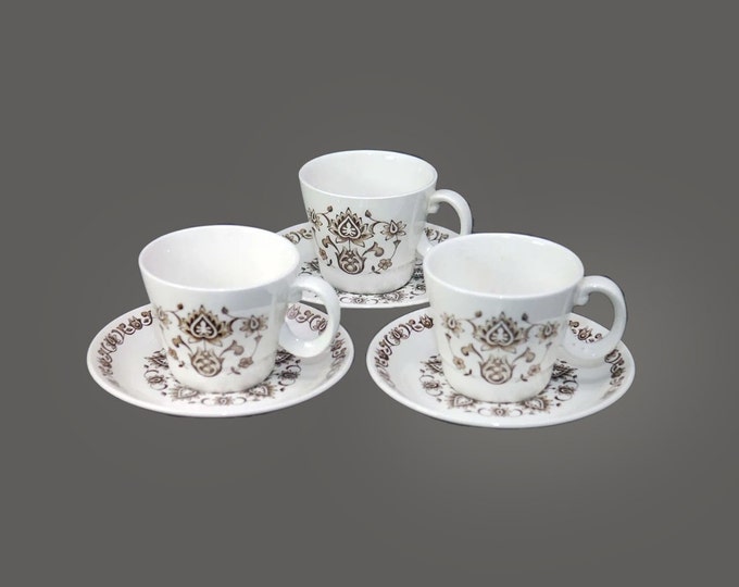 Three Wood & Sons Canterbury cup and saucer sets made in England.