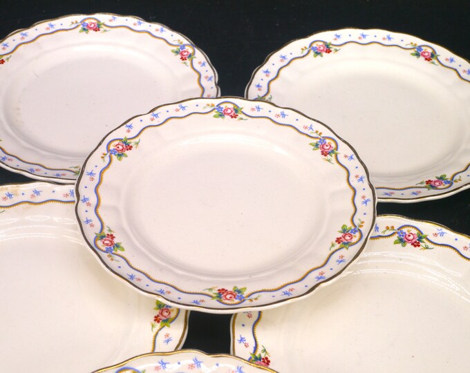 Six Grindley Linden Lea bread plates. Royal Petal ironstone made in England.