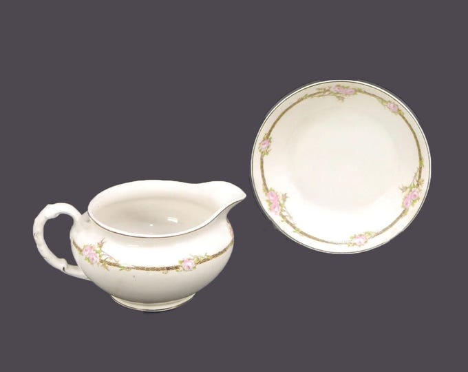 Antique Edwardian Age Johnson Brothers JB467 dessert bowl and creamer jug made in England.