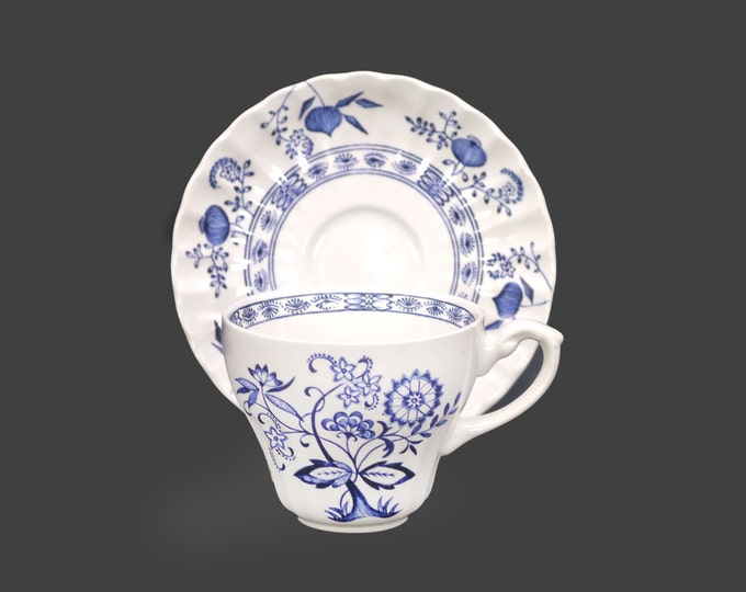 J&G Meakin Blue Nordic | Blue Onion cup and saucer set. Scandinavian-inspired, blue-and-white tableware made in England.