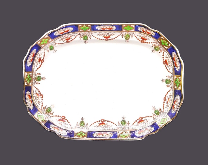 Antique Thomas Hughes & Son Imperial Derby sandwich platter. Imari-style tableware made in England.