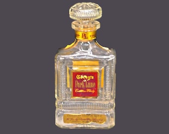 Corby Distillers Park Lane whisky first-issue cut-glass bottle | decanter with lid. Customs labels state 1940.