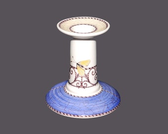 Vintage Wedgwood Sarah's Garden Candlestick: Queen's Ware, Yellow Butterfly