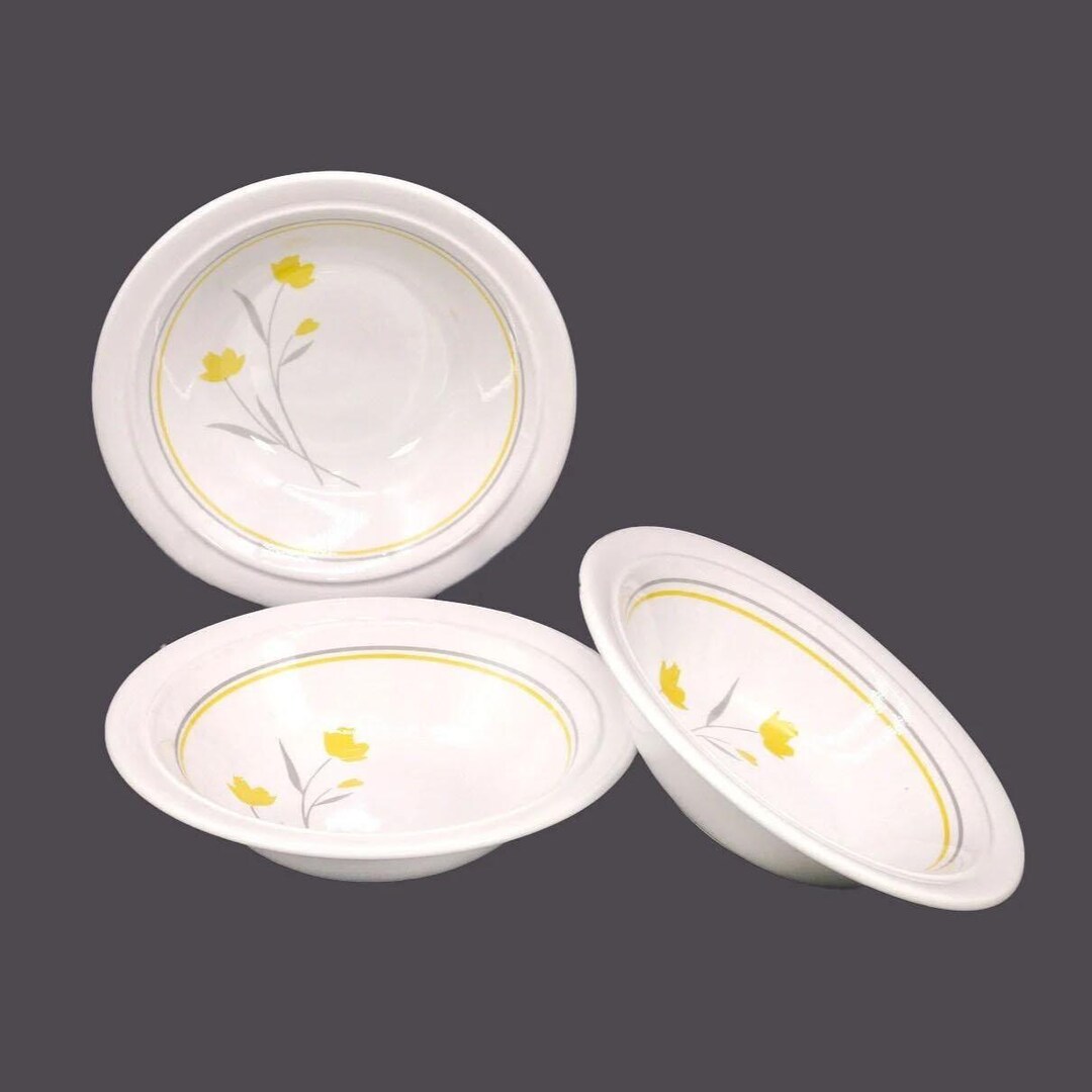 Vintage Kilncraft Coloroll Dessert Bowls - England. Yellow Flowers on ...
