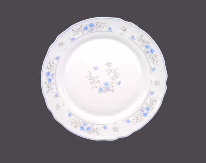 Arcopal Romantique chop plate | service plate | round platter. Blue-and-white milk glass made in France.