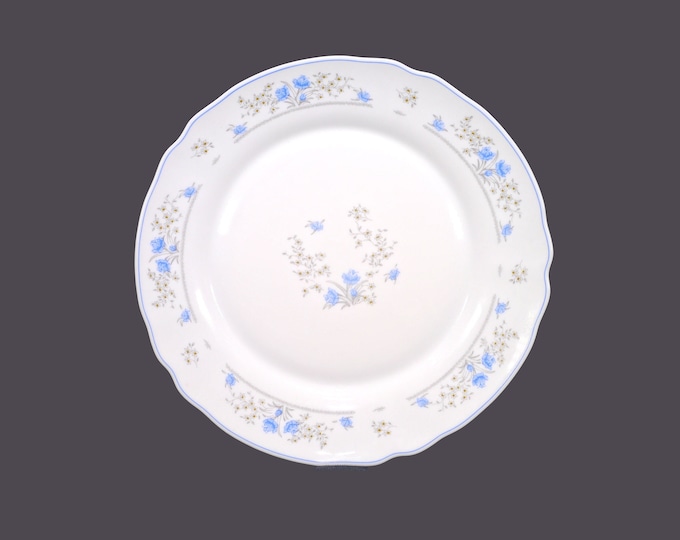 Arcopal Romantique chop plate | service plate | round platter. Blue-and-white milk glass made in France.