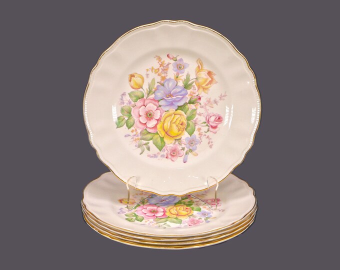 Five Sovereign Potters Barbara Ann 880-47 dinner plates. English ironstone decorated in Canada.