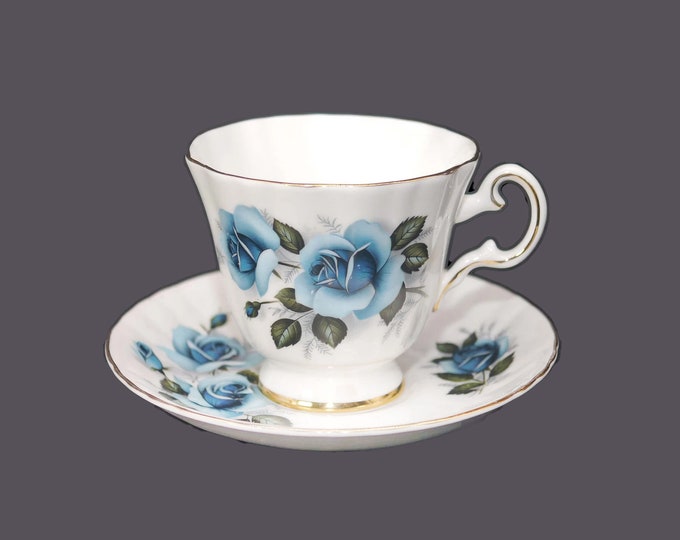 Royal Grafton blue roses cup and saucer set. Bone china made in England.