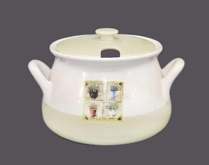 Hitech Legacy President's Class covered, double-handled soup chili tureen | bean or soup crock. Herbs in pots. Made in England.