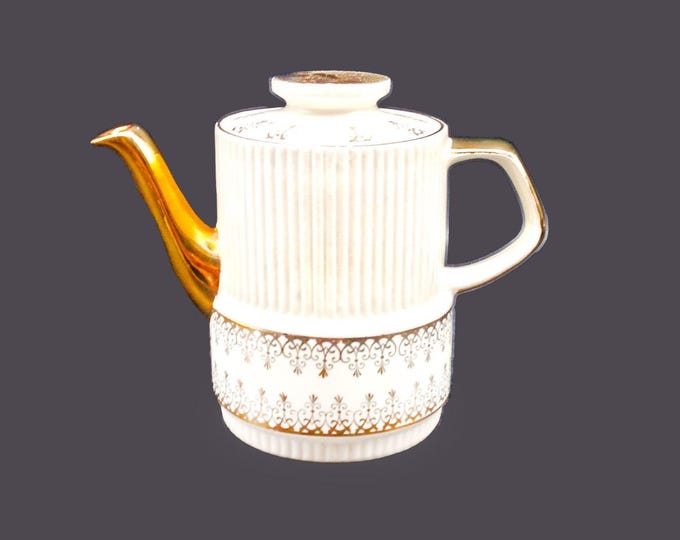 Vintage Gibsons England W797 four-cup teapot. Gold florals.