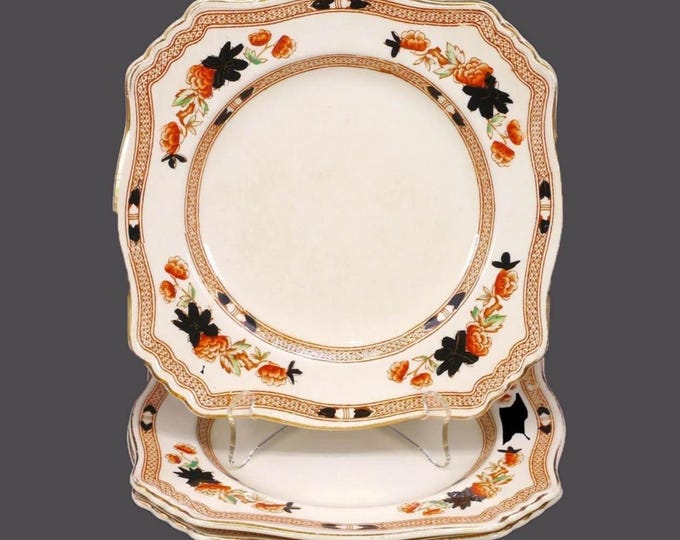 Three antique Duchess Royal | Duchess England 3449 square Imari salad plates made in England. Flaws (see below).