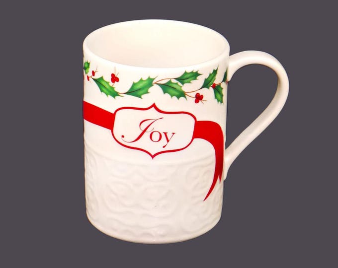 Lenox Holiday Christmas Joy embossed ceramic accent mug.