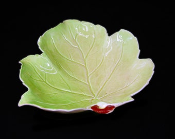 Royal Winton leaf-shaped serving dish in the style of Carlton Ware made in England.