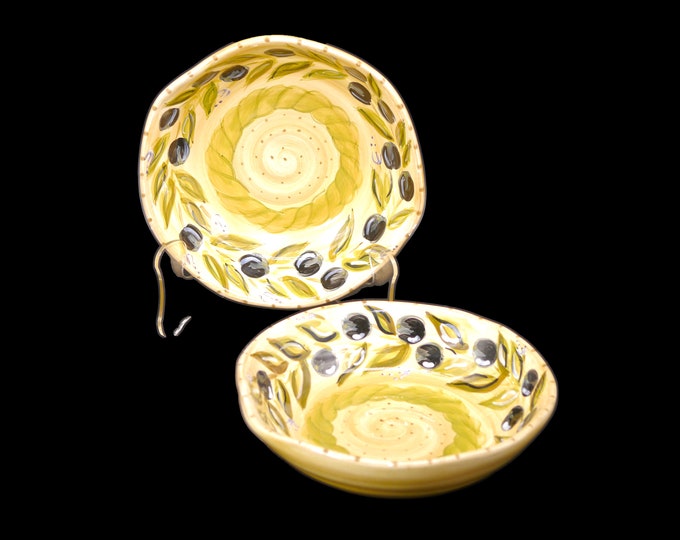 Pair of Tabletops Unlimited Provincial Olives individual pasta bowls.