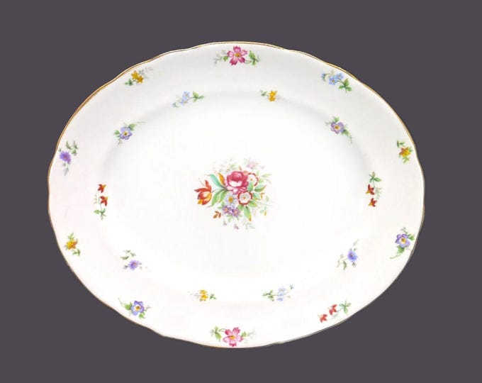 Vintage Tuscan Bone China Bouquet oval platter. England. Multicolor florals.
