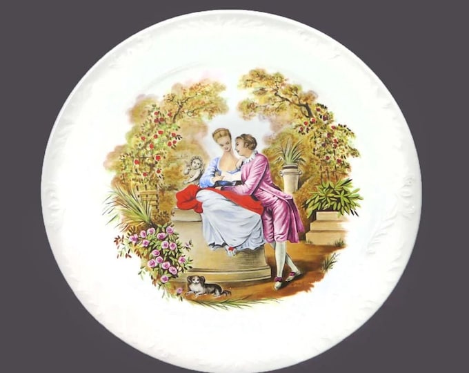 Royal Staffordshire | Arthur J. Wilkinson Fragonard romance scene | courting couple | The Lovers display plate made in England.