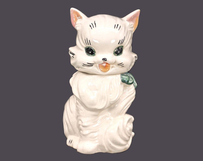 Alexander Backer | Abco Co Fluffy cat with bow cookie jar made in USA.