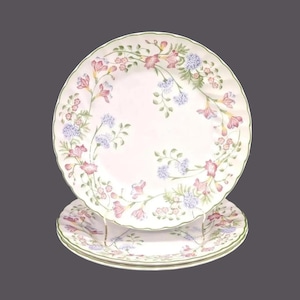 Three Churchill China Emily dinner plates made in England. Multicolor florals.