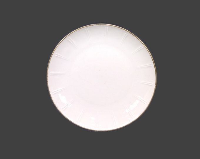 Winterling Roslau white-and-gold luncheon plate made in Bavaria. Embossed lines, complements WIG293. Sold individually.